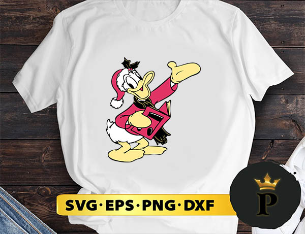 Donald Duck Christmas Caroling Portrait SVG, Merry Christmas SVG, Xmas SVG PNG DXF EPS