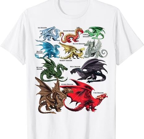 Dragon types dragon lovers women men girls boys dragons t-shirt png file