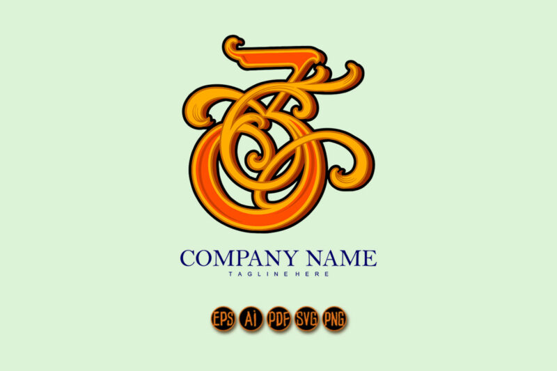 Elegant emblem classic number 3 monogram logo