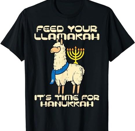 Feed your llamakah funny llama hanukkah pajamas chanukah pjs t-shirt png file