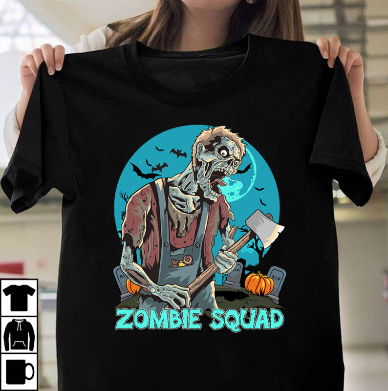 Zombie Squad T-shirt Design, Halloween SVG T-shirt Design Bundle ,MEGA HALLOWEEN BUNDLE 2, 130 Designs, Heather Roberts Art Bundle, Halloween svg, Fall svg, Thanksgiving svg, Cut Files Cricut, Silhouette MEGA