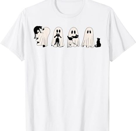 Funny boo ghost holding black cat halloween spooky costume t-shirt png file