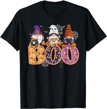 Funny boo witch sipders pumpkins happy halloween gnome t-shirt png file