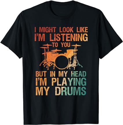 Funny drummer art for men women drum player percussion lover t-shirt