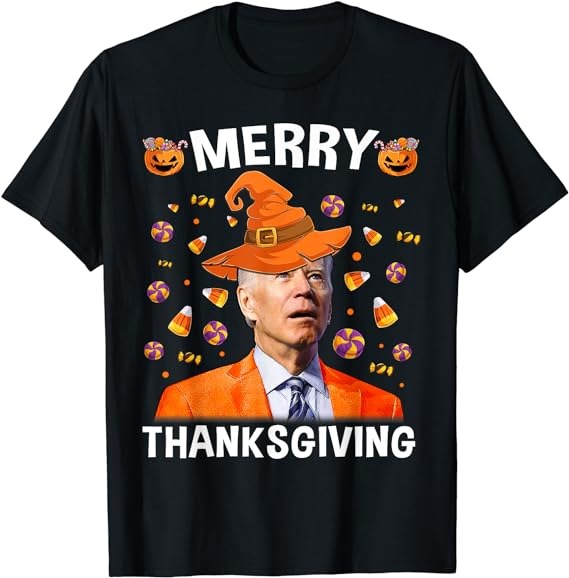 Funny Joe Biden Happy Halloween Shirt Merry Thanksgiving T-Shirt