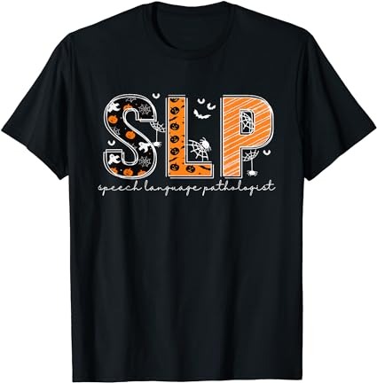 Funny slp halloween costume pumpkin fall skeleton t-shirt png file