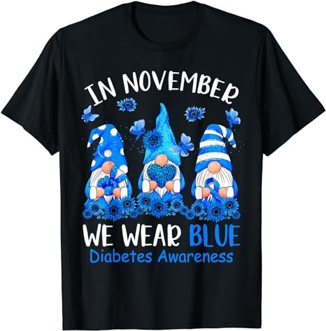 Funny cute Gnomes wear blue for Type1 Diabetes Awareness T-Shirt PNG File