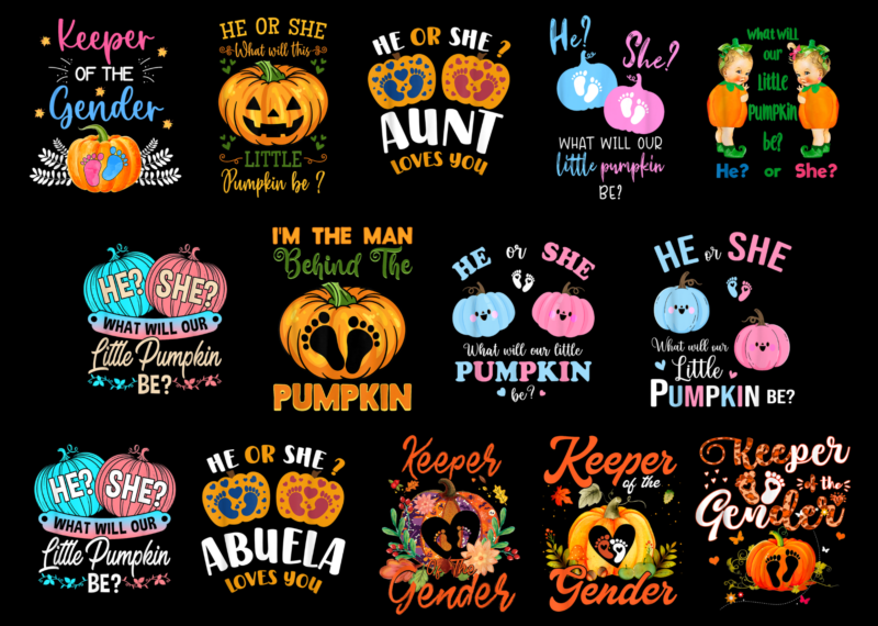 14 Gender Reveal Party Pumpkin Shirt Designs Bundle For Commercial Use, Gender Reveal Party Pumpkin T-shirt, Gender Reveal Party Pumpkin png file, Gender Reveal Party Pumpkin digital file, Gender Reveal