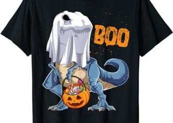 Ghost Dinosaur T rex Funny Boo Halloween Boys Men Pumpkin T-Shirt png file