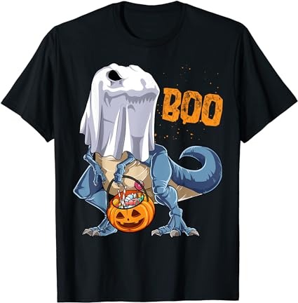 Ghost dinosaur t rex funny boo halloween boys men pumpkin t-shirt png file