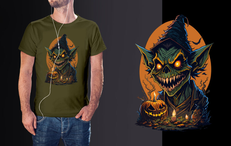 Spooky Goblin Halloween Tshirt Design