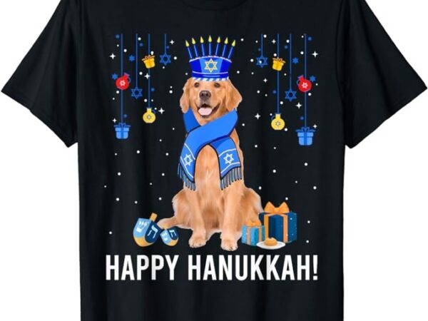 Golden retriever menorah hat christmas happy hanukkah jewish t-shirt