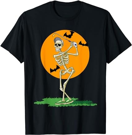 Golfing skeleton halloween men golf halloween golfer t-shirt png file