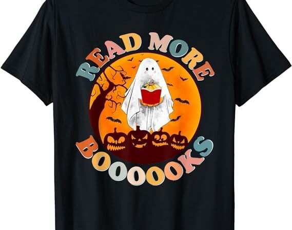 Groovy cute ghost boo read more books funny halloween t-shirt