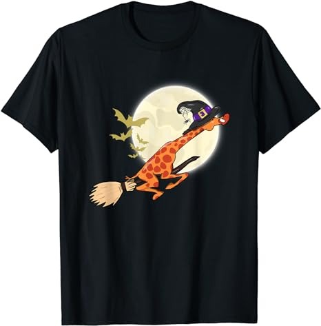 Halloween Costume Giraffe Ride Witch Shotgun T-Shirt