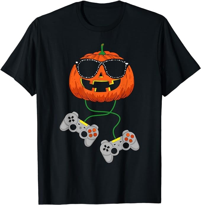 Halloween Jack O Lantern Gamer Boys Kids Men Funny Halloween T-Shirt PNG File