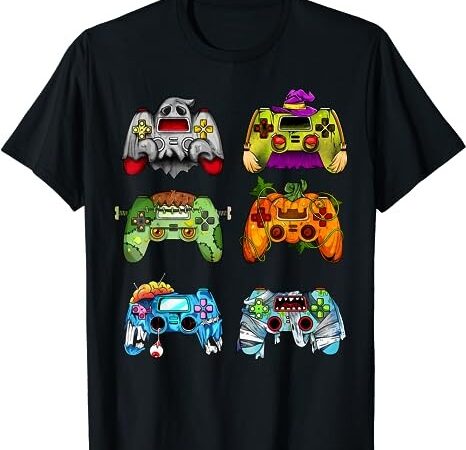 Halloween pumpkin witch gaming controllers zombie boys kids t-shirt png file