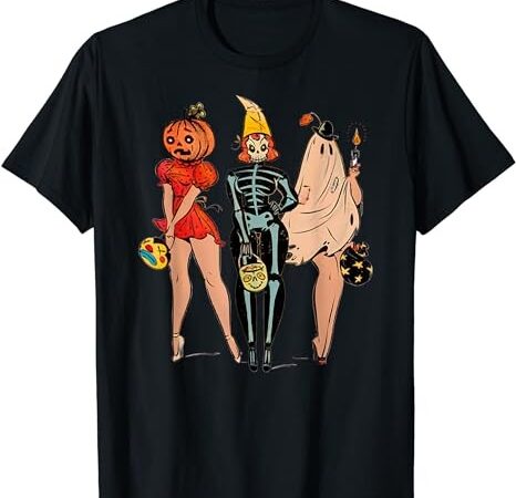 Halloween witch pin up retro vintage pumpkin women t-shirt png file