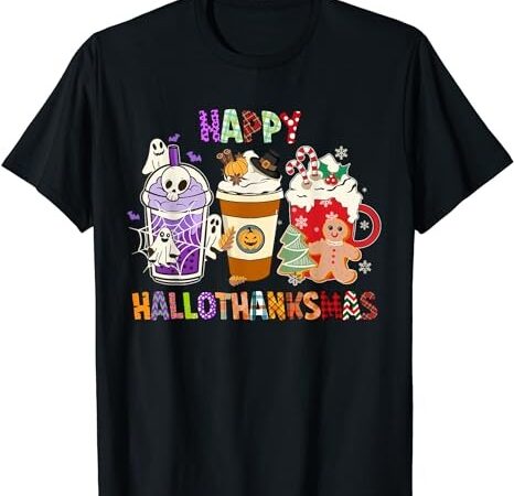 Happy hallothanksmas halloween thanksgiving christmas design t-shirt png file