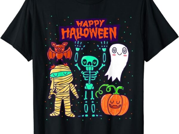 Happy halloween skeleton pumpkin ghost cute kids boys girls t-shirt png file