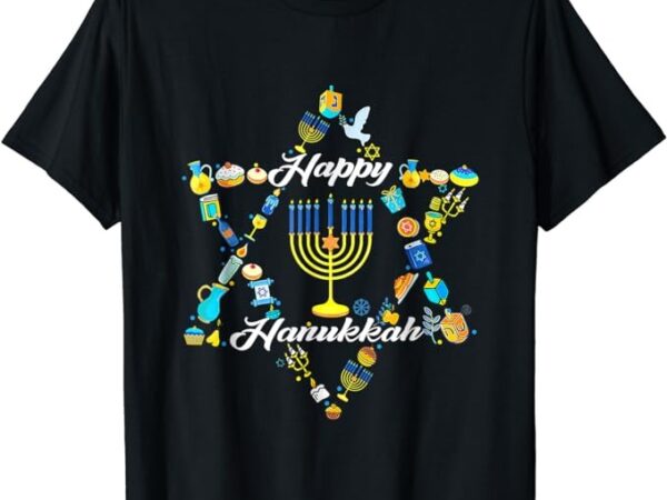 Happy hanukkah star of davidd menorah jewish christmas xmas t-shirt