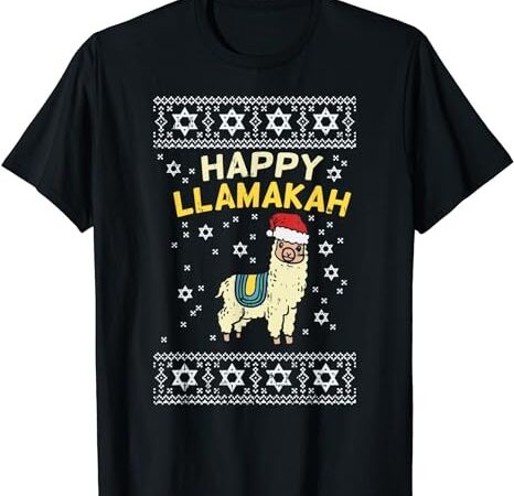 Happy llamakah christmas shirt jewish llama hanukkah gift t-shirt