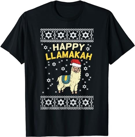 Happy Llamakah Christmas Shirt Jewish Llama Hanukkah Gift T-Shirt