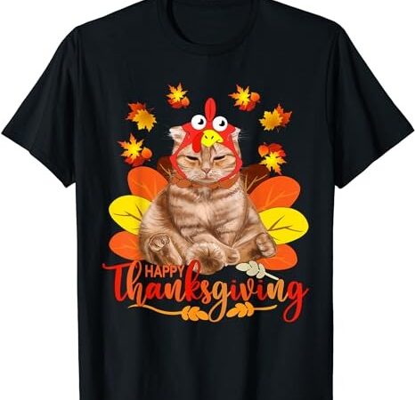 Happy thanksgiving tee cat turkey christmas day tee t-shirt