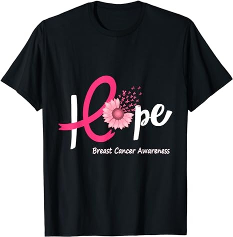 Hope Breast cancer pink Ribbons sunflower October month T-Shirt PNG File