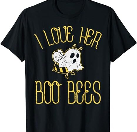 I Love Her Boo Bees Couples Halloween Adult Costume His Men T-Shirt PNG ...