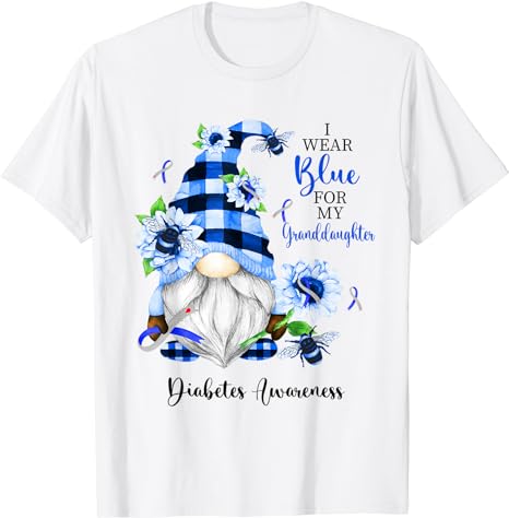 I Wear Blue for my Granddaughter Gnomie Diabetes Awareness T-Shirt