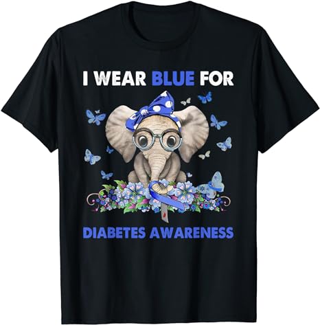 I wear blue for diabetes awareness elephants T-Shirt