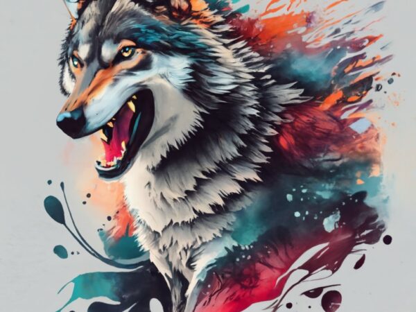 Imposing wolf, t-shirt art, very angry, wild png file