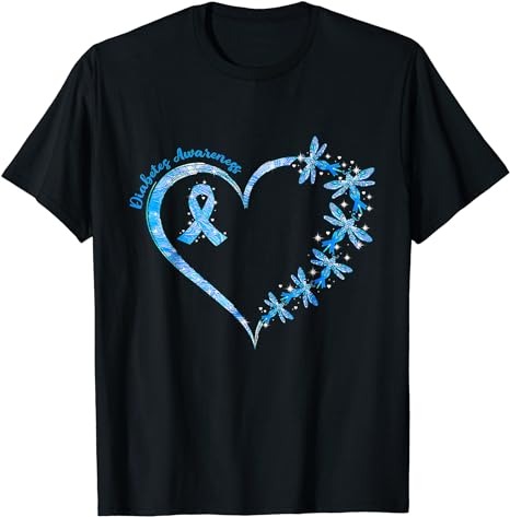 In November We Wear Blue Cure Diabetes Awareness Love Heart T-Shirt PNG File