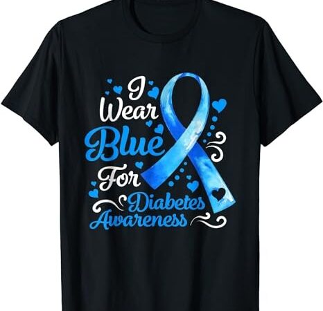 In november we wear blue ribbon diabetes awareness month t-shirt png file