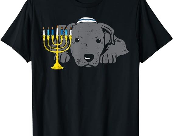 Jewish pitbull dog menorah hanukkah pajamas chanukah pjs t-shirt png file