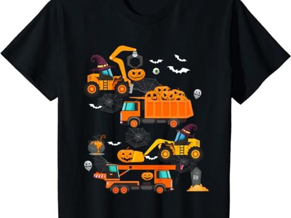 Kids construction vehicle halloween crane truck pumpkin boys kids t-shirt png file