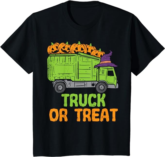 Kids Garbage Truck Pumpkins Toddler Baby Boys Halloween Kids T-Shirt png file