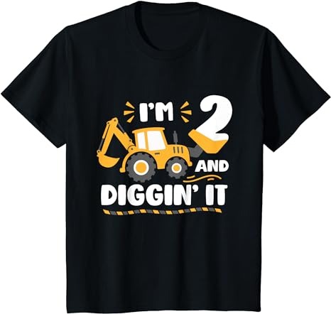 Kids i’m 2 and digging it 2nd birthday decorations 2 years old t-shirt