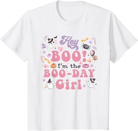 Kids i’m the boo-day girl hey boo halloween birthday matching t-shirt png file