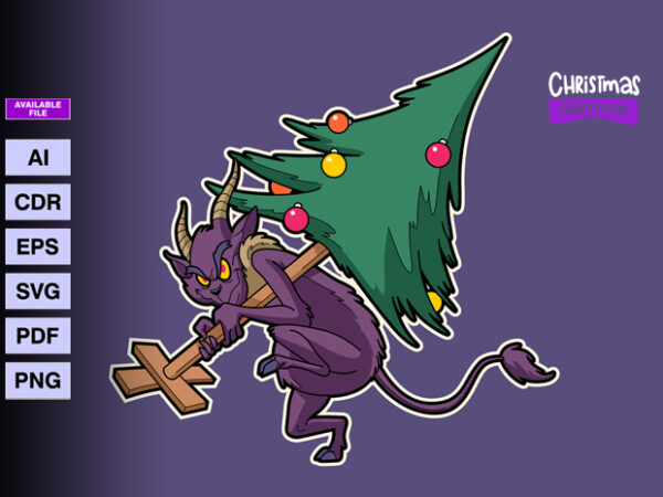 Krampus stealing christmas tree t shirt vector art