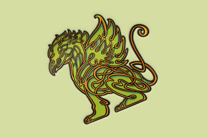 Classic flourish ornament griffin mythical creature