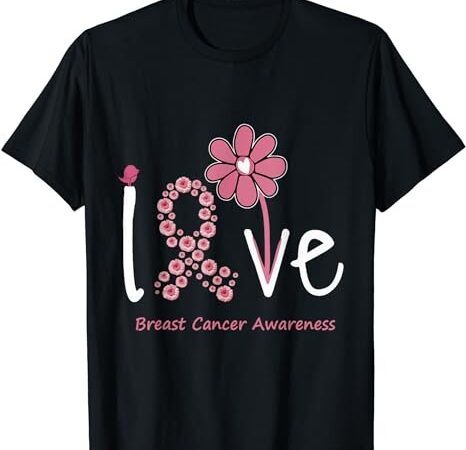 Love breast cancer pink ribbon floral for women and men t-shirt png file