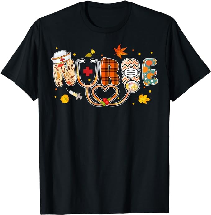 Love Nurse Life Pumpkin Fall Autumn Thanksgiving Nursing T-Shirt