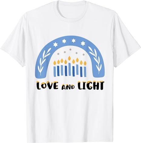 Love and Light Rainbow Hanukkah Shirt Jewish Chanukah T-Shirt PNG File