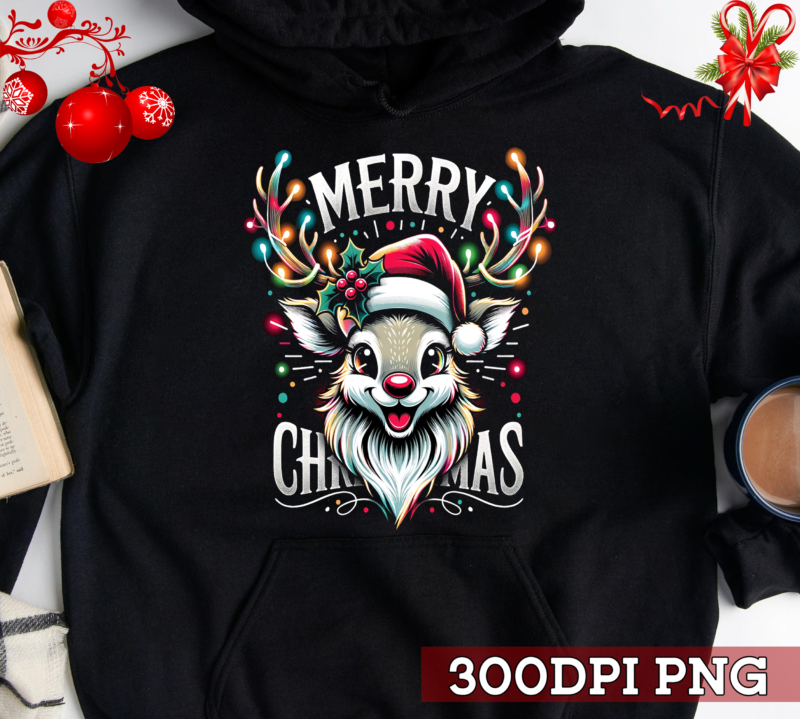 Merry Christmas Reindeer Xmas T-Shirt PNG, Reindeer Christmas PNG, Reindeer Santa Christmas Light Png, Reindeer Lover Xmas PNG, Reindeer Hol