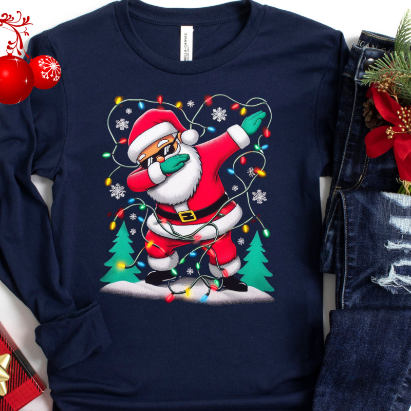 Dabbing Santa Shirt for Christmas, funny christmas shirt, christmas gift t shirt PNG File