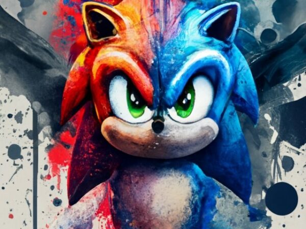 Mateo t-shirt design, sonic the hedgehog. watercolor splash png file