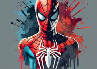 McJeffery t-shirt design, Spiderman. watercolor splash, with name “McJeffery” PNG File