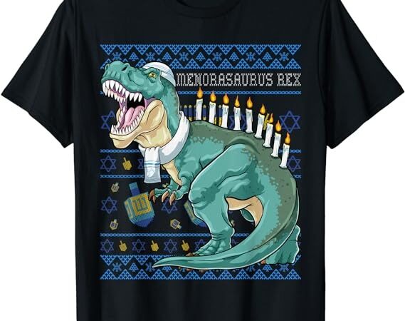 Menorasaurus rex hanukkah shirt jewish dinosaur menorah t-shirt png file